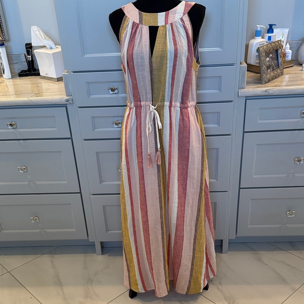 Spartina 449 M Striped Sleeveless linen midi